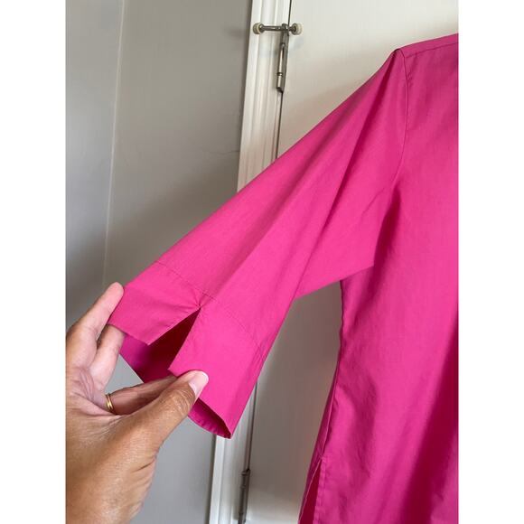 Foxcroft Pamela Wrinkle Free 3/4 Sleeve Tunic pink buttons collar Size 14p - Picture 8 of 11